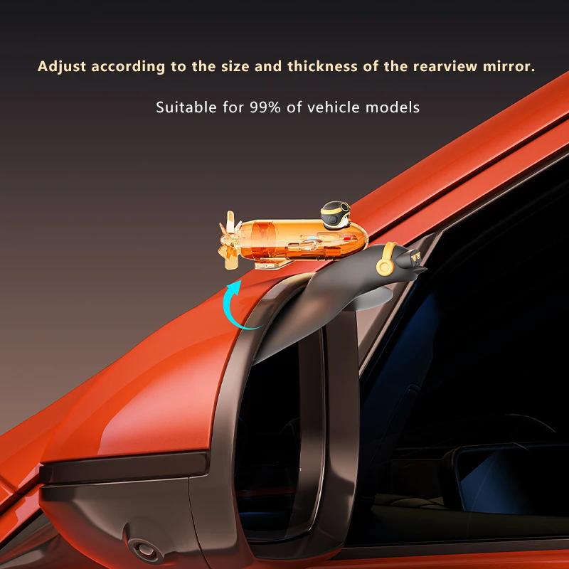Rearview Mirror Decor - Car Multifunctional Rain Eyebrow Adhesive Waterproof Wind-Powered with Lighting Car Accessories for Auto