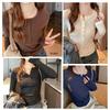 Women's Elegant Slim Fit Long-Sleeve Round Neck Top for Early Autumn