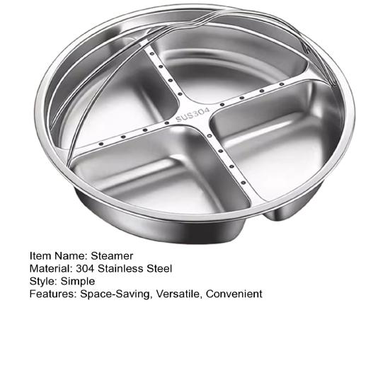 Stainless Steel Divided Steamer Basket with 46085 Grids Multi-Functional Stackable Steamer for Food