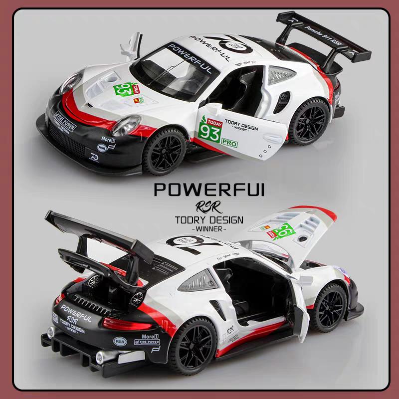 Porsche 911 GT3 RSR Wersja dopasowująca Symulacja Diecast & Toy Pojazdy Dźwięki & Światło Samochód Pull Back 1:Model supersamochodu ze stopu 32