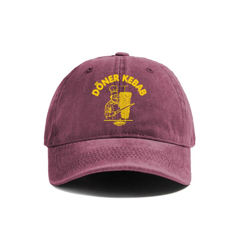 Doner Kebab Hat for Men Women Adjustable Distressed Hats Classic Doner Kebab Washed Baseball Cap