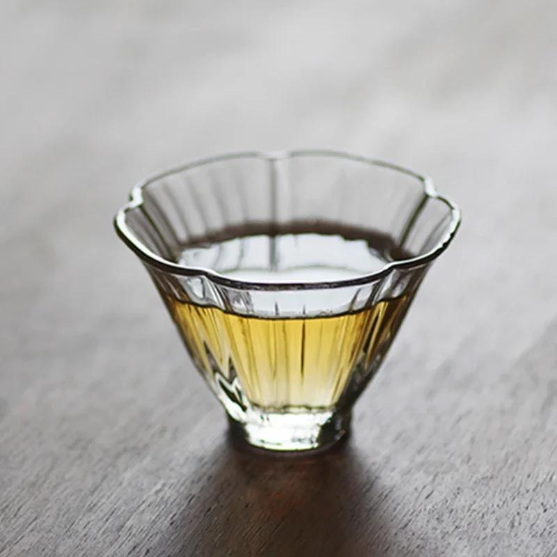 

Japanese MIni Watercup Flower Floral Mini Heat Resistant Glass Japanese Kung Fu Tea Cup Teacup Set Wine Glasses Supplies 301-400ml