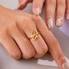 Initial Letter Rings for Women Gold Color Stainless Steel A-Z Letter Adjustable Ring Aesthetic Wedding Christmas Jewelry Gift
