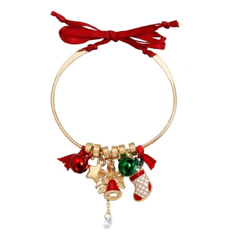 

Stylish Christmas Themed Bracelet Combining Jingle Bells And Holiday Hat For Party Wear Creative New Year Gift