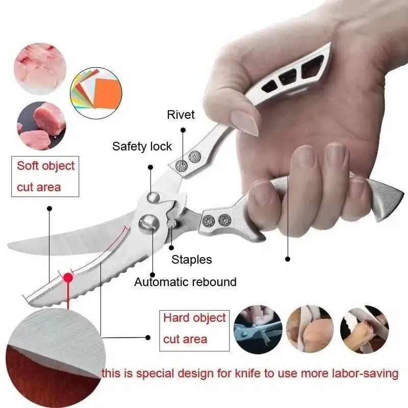 Butcher's Boning Knife Stainless Steel Vegetable and Fruit Slicing Knife Carving Knife Chicken Bone Scissors Sharp Kitchen Tool