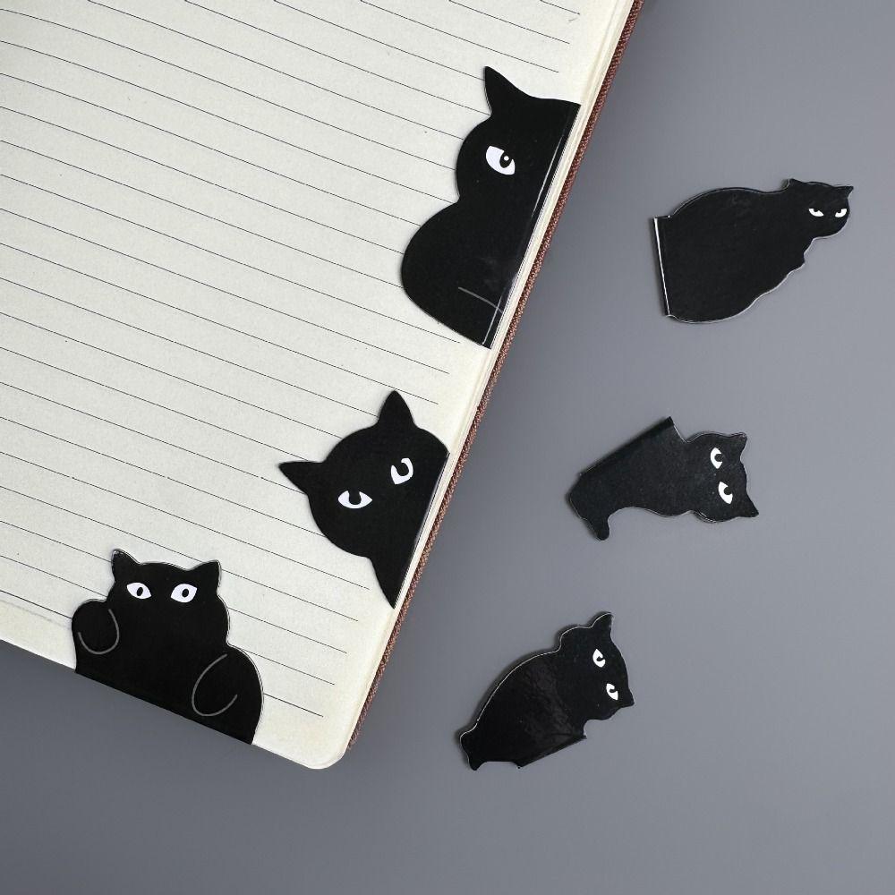 6PCS Black Magnetic Bookmarks Magnetic Pagination Mark New Black Cat Bookmark Students Teachers