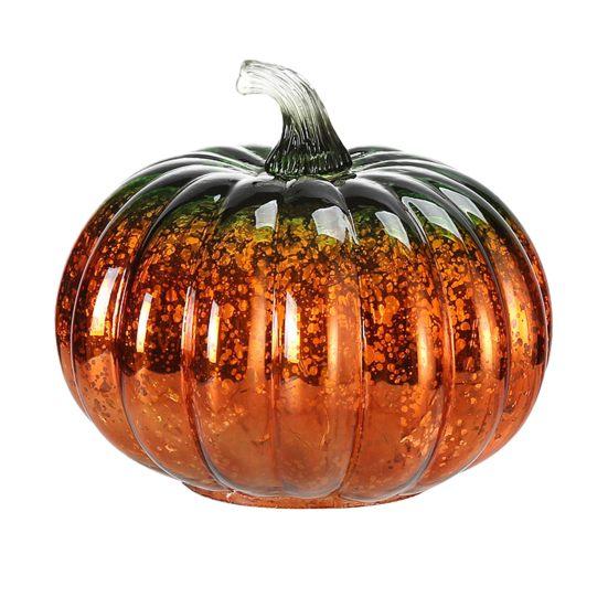 Glass Pumpkin Light Battery Powered LED Light-up Pumpkin Lantern for Halloween Fall Thanksgiving Desk Decor