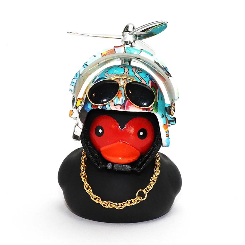 Motorcycle Accessories Helmet Broken Wind Small Black Duck Dashboard Rearview Mirror Standing Camouflage Helmet Mini Black Duck