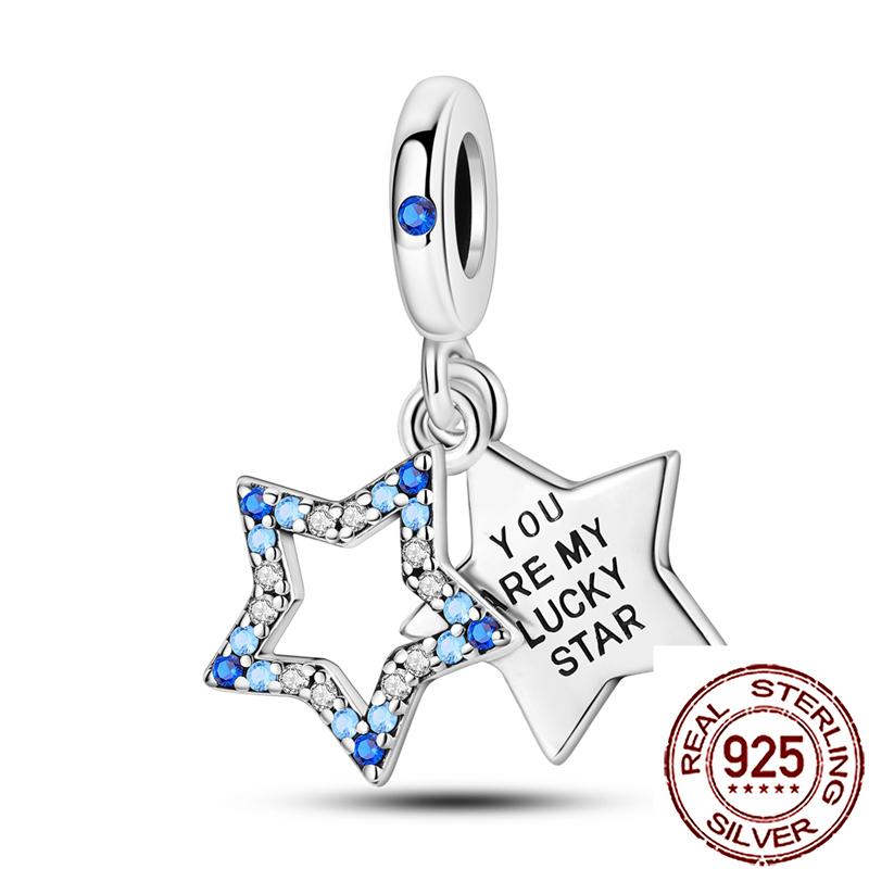 Charms Copper Moon Star Night Sky Galaxy Celestial Dangle Beads Fit Snake Chain Bracelet Necklace Women Diy Jewelry