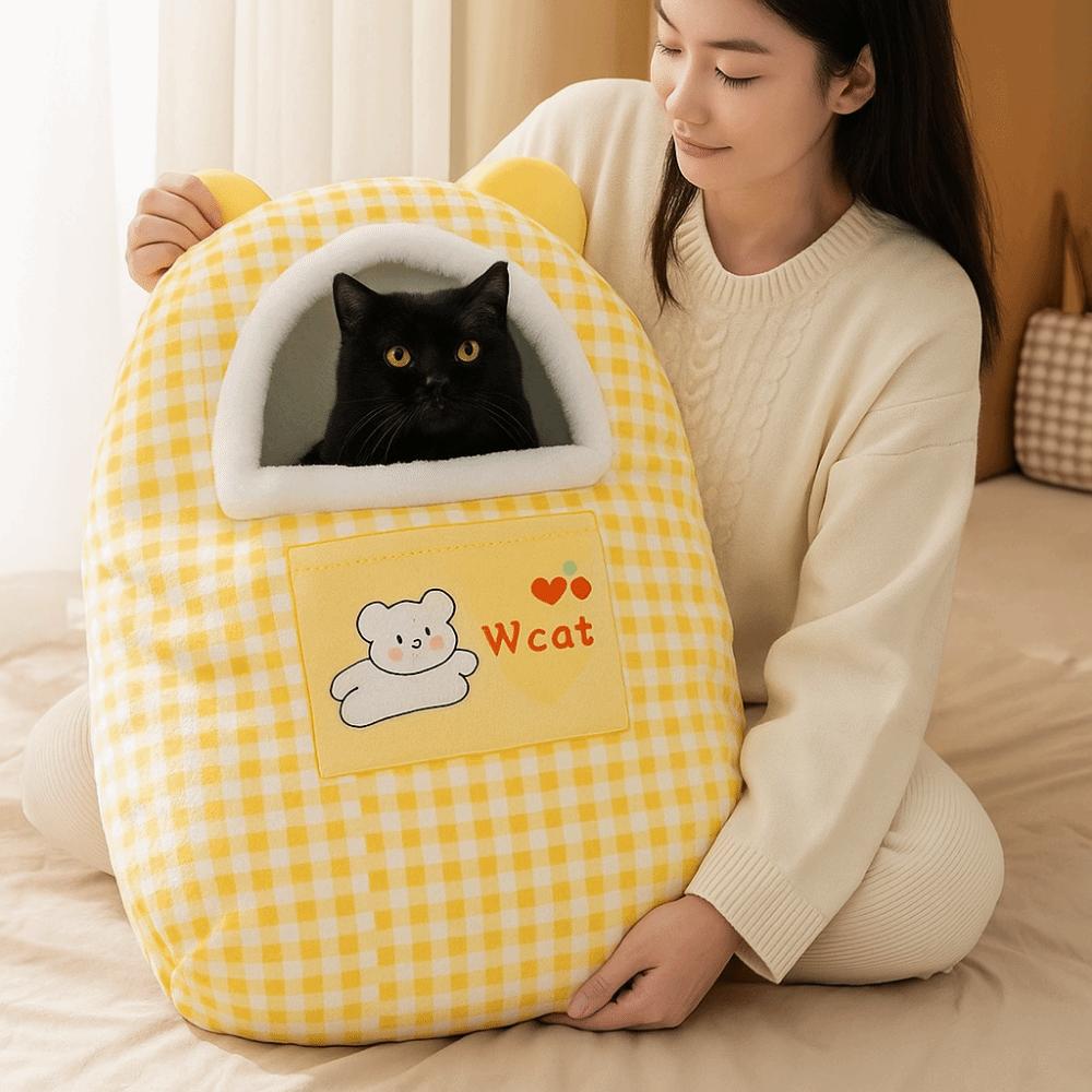 Semi-Enclosed Pet Warm Nest Cartoon Cat Cave Bed Pet Cave Cat Sleeping Bag  Indoor
