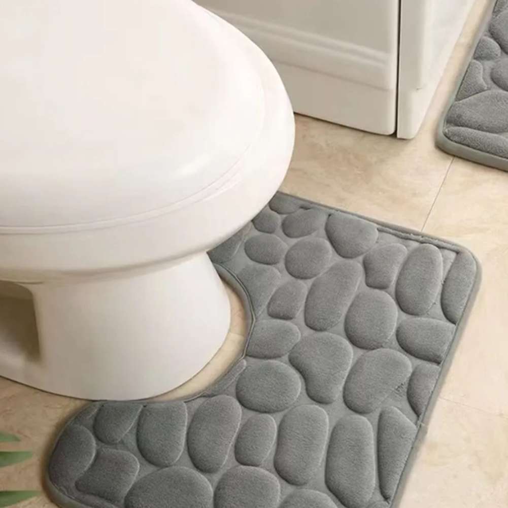 Memory Foam Bath Mat Bath Mat Set Stone Embossed Mat