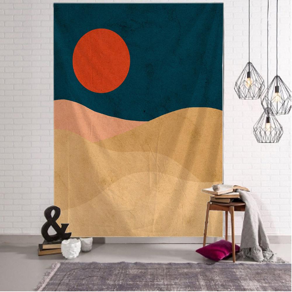 Boho Wall Mandala Wall Art Decor Simple Desert Moonlight Landscape Print Large Wall Tapestry Tapiz