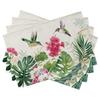1pc Spring and Summer Geranium Flower Placemats, Red Floral Hummingbird Palm Leaf Monstera Table Placemats