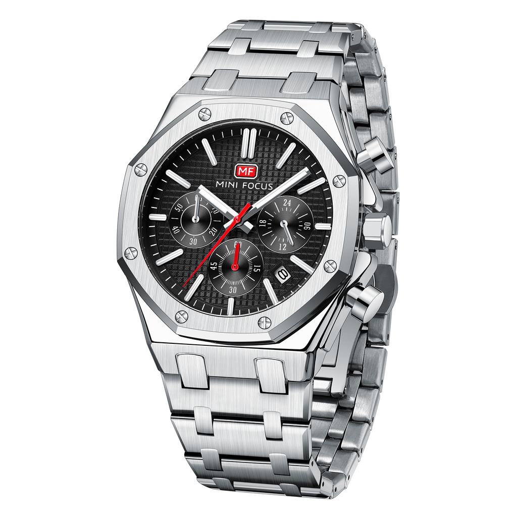 Herren Business Casual Multifunktions-Quarzuhr – Leuchtend Wasserdicht Edelstahlbanduhr Vatertagsgeschenk