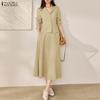 ZANZEA Women Long Sleeve Cardigan Blouse and Skirts Casual Two Piece Suit Sets