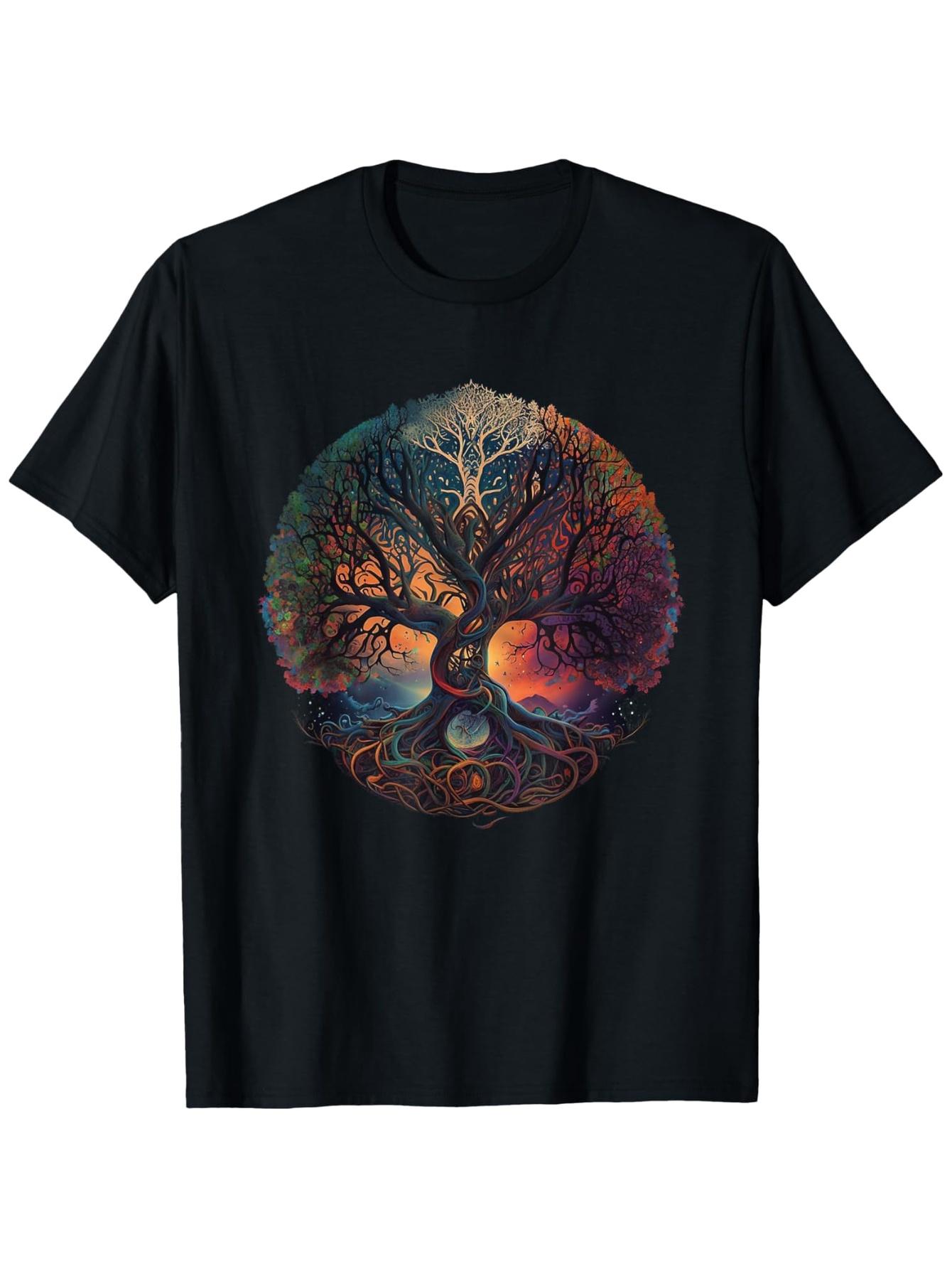 Tree Of Life Gift The Tree Of Life Meditation T-Shirt Round Neck Cotton Black T-Shirt for Women Men Short Sleeve T-Shirt Shirts Men Women T-Shirts S разноцветный