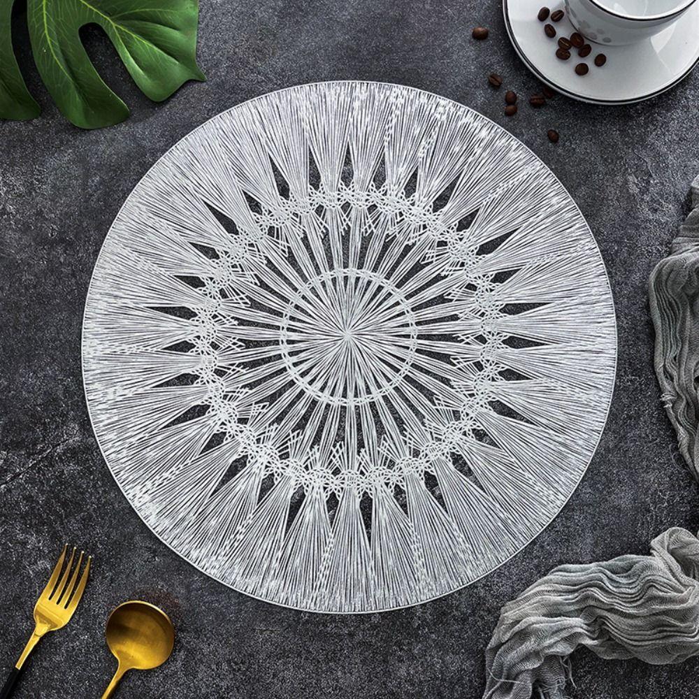 

Anti Slip Table Mat PVC Tableware Pad Coaster Gold Placemat Household