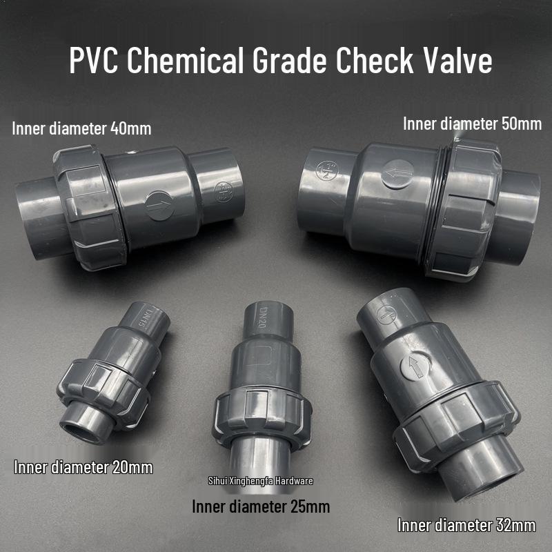 Pionowy zawór zwrotny PVC klasy chemicznej, ciemnoszary, do filtra akwariowego