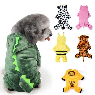 Pet Clothes for Cats and Dogs: Warm Coral Fleece Tiger & Dinosaur Costumes for Autumn and Winter