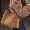High-End Genuine Leather Frosted Shoulder Tote Bag with Large Capacity