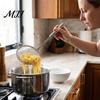 Long Handle Frying Skimmer Stainless Steel Fine Mesh Skimmer, 100-Mesh Oil Strainer Spoon with Multi-purpose Kitchen Draining Tool Handle, Ladle