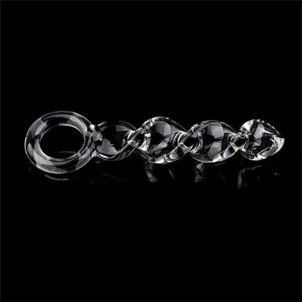 Spiral Glass Crystal Beads Anal Plug Wand