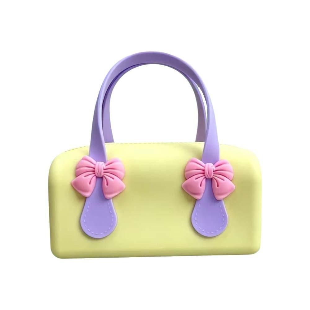 Durable Silicone Handbag Washable Toiletry Organizer Tote Underarm Purse Bow Mini Tote  Sweet Girls