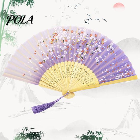 High Gloss Fan Bone Chinese Style Silk Folding with Tassels Elegant Craftsmanship Exquisite Strong And Flexible Bamboo Perfect Party Ornaments Erqing