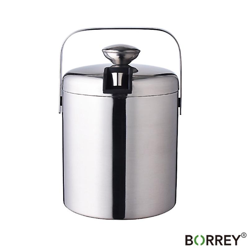 

BORREY 1,3 л ведро для льда из нержавеющей стали, ведро для льда, винная бочка, контейнер с щипцами, ручкой для вечеринок, принадлежности для клубного бара 1.3L Silver