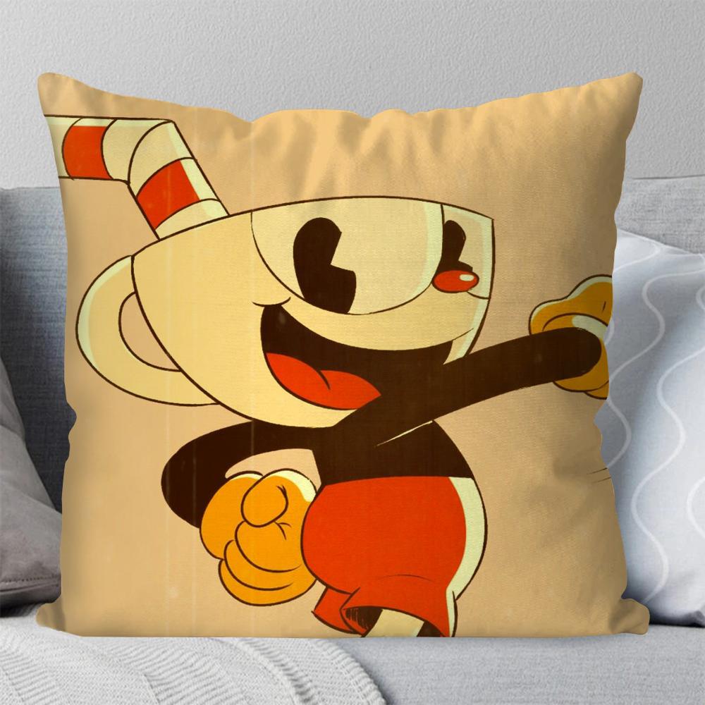 

1pc C-Cuperhead Animated Adventure Game Pillow Case Square Pillow BedroomSofaLeisureComfortCar Living Room Home Decoration 40X40 16x16Inch