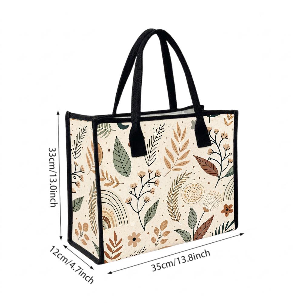 Boho Floral Casual Tote Bag for Women Fashion Large Shopping Handbag for Daily Use