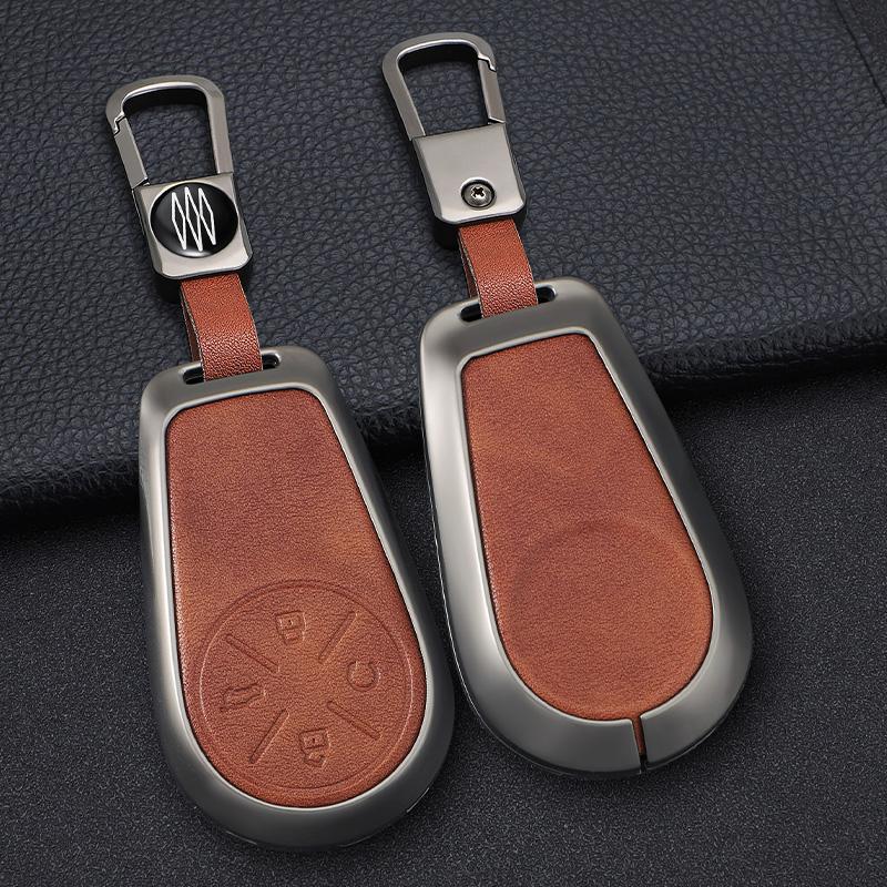 Zinc Alloy Leather Car Remote Smart Key Case Cover Holder for Chery Exeed VX FL CDM\LX PHEV Modified 2024 Keychain Accessories