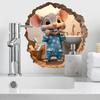 Cute Mouse Brushing His Teeth Wall Sticker Living Room Wall Edge Home Decoration For Kids Bedroom Funny Rats Decals S755