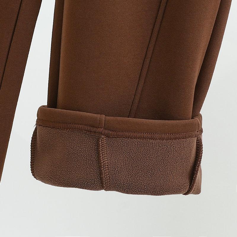 Women's Wide-Leg High Waist Winter Drape Sports Pants with Plush Velvet