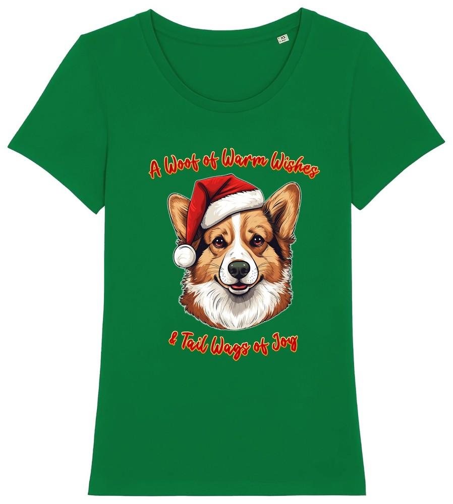 

Womens PEMBROKE WELSH CORGI Christmas T-Shirt Santa Hat Dog Woof Wishes Gift Her 3XL