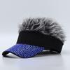 Colorful Flag Simulation Wig Baseball Cap Fashion Rhinestone Sun Visor