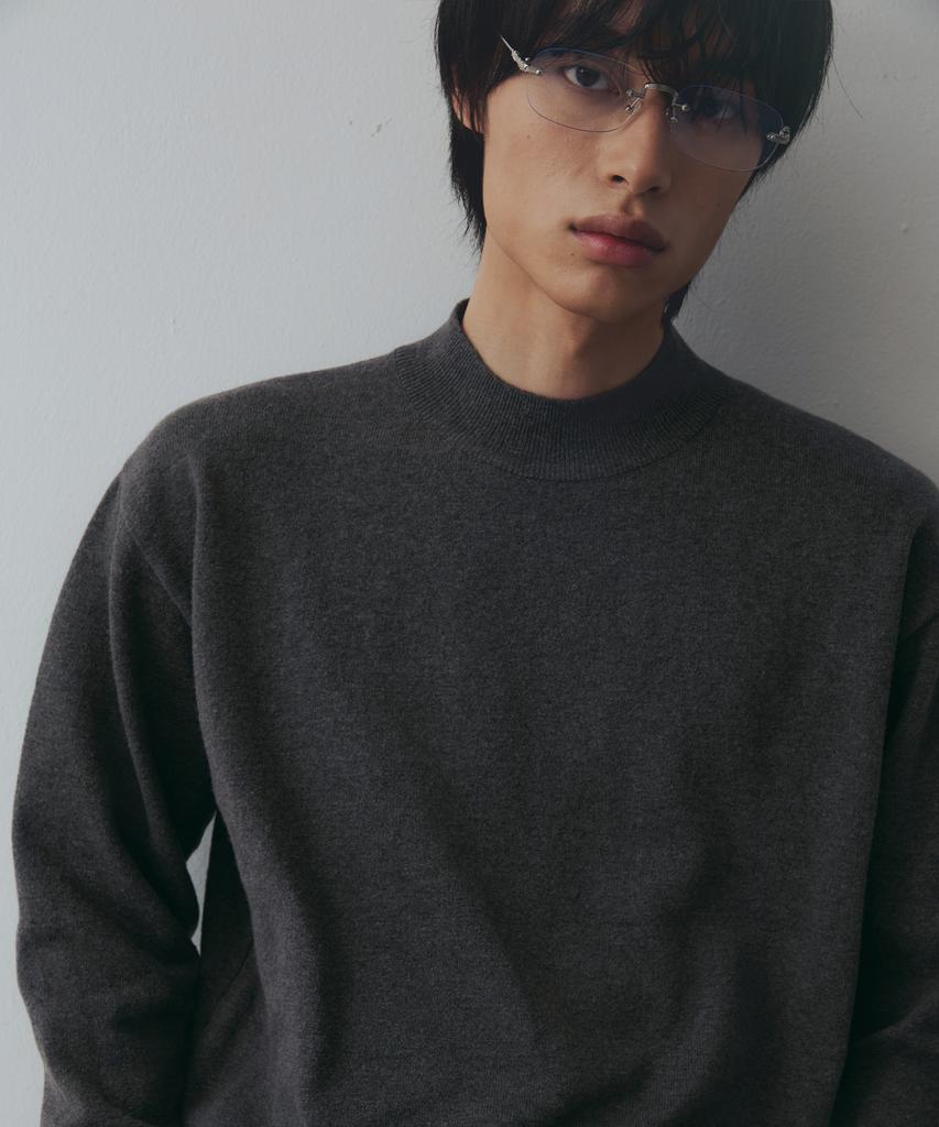 NODU Mock Neck Half Turtleneck Knit [Gray]