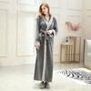 Couples Winter Lengthened Bathrobe Splicing Home Clothes Long Sleeved Robe Coat