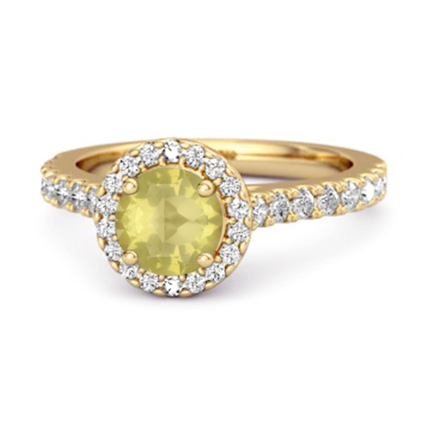 

Lemon Quartz Round Halo Accents Ring -925 Sterling Silver Gold Vermeil 6.5 жовтий/золотий