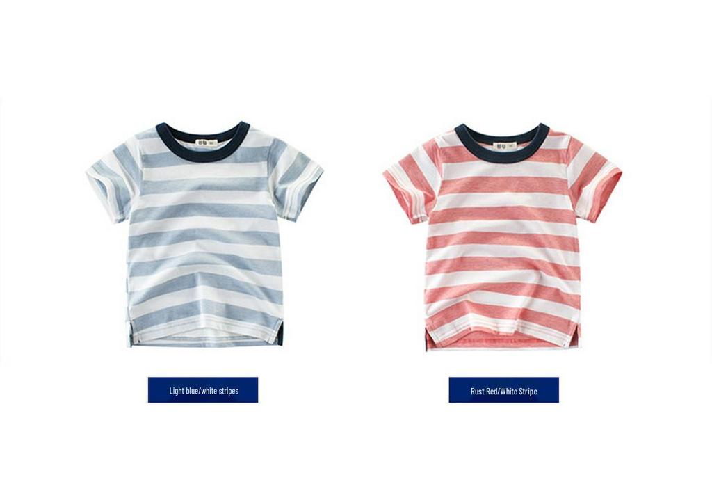 Korean-Style Boys' Striped Short Sleeve Summer T-Shirt - Trendy New Arrivals for Kids