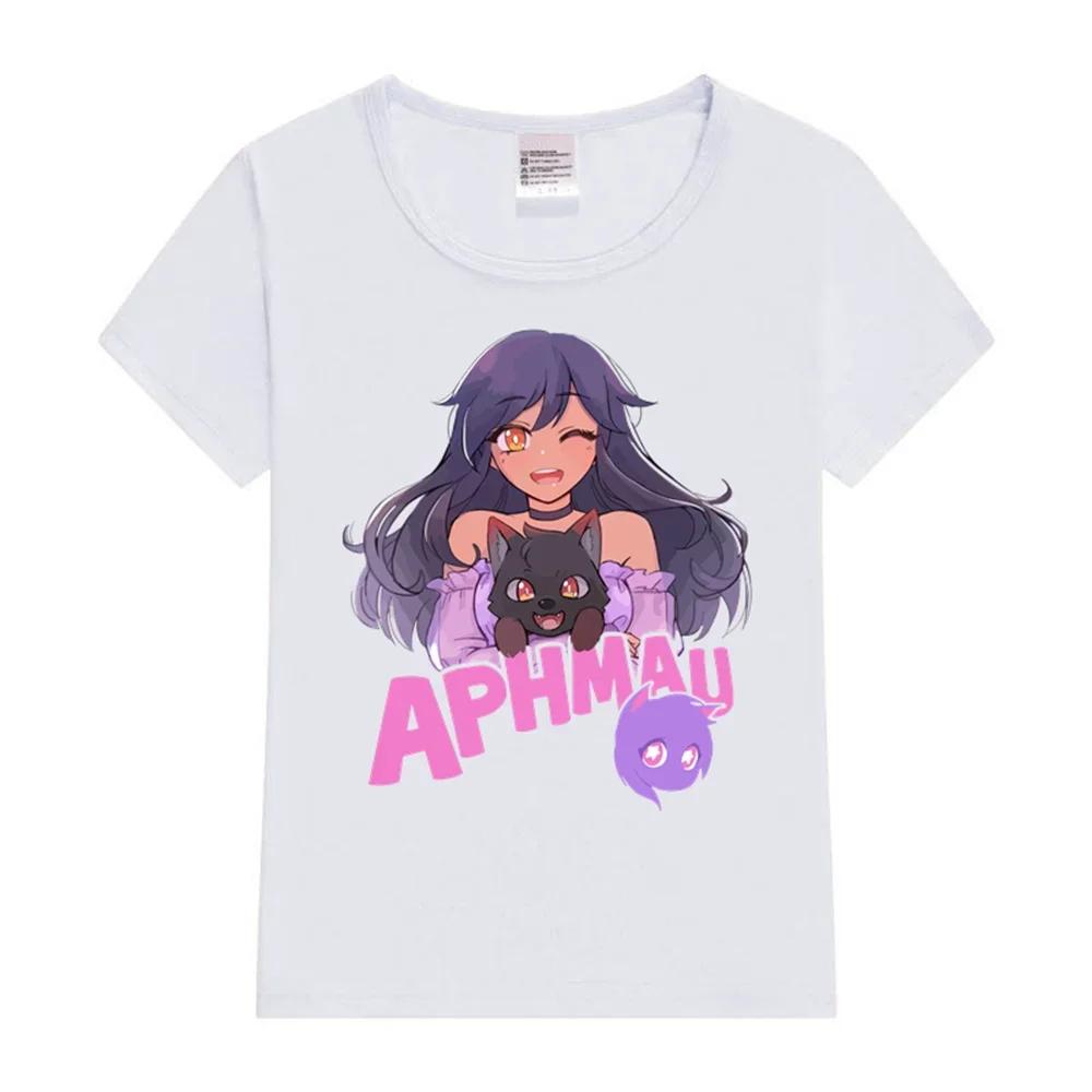 Женская футболка Aphmau Фиолетовый Волк Принцесса Принт Мультяшная Аниме Рубашка Принт Кошки Летняя Футболка Графические Футболки Мода Y2K Топ S