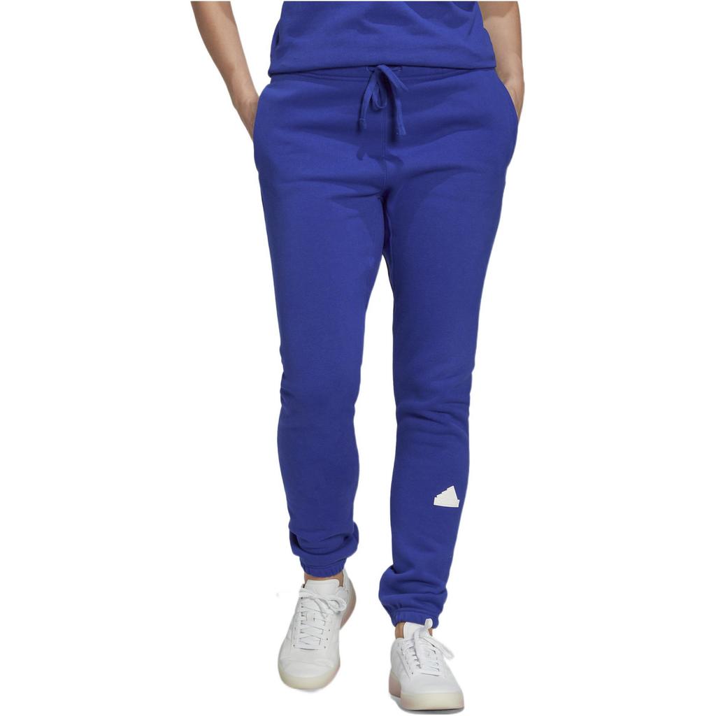 adidas Spodnie damskie Joggers z nadrukiem z elastycznym pasem i sznurkiem, niebieskie HM2864