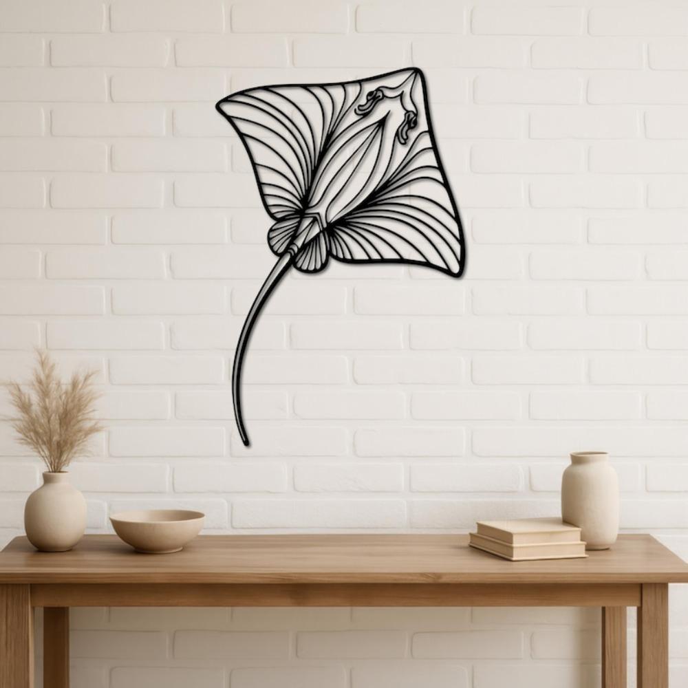 Stingray Metal Wall Art Manta Ray Line Decor Ocean Sea Life Home Coastal Marine Lover Gift
