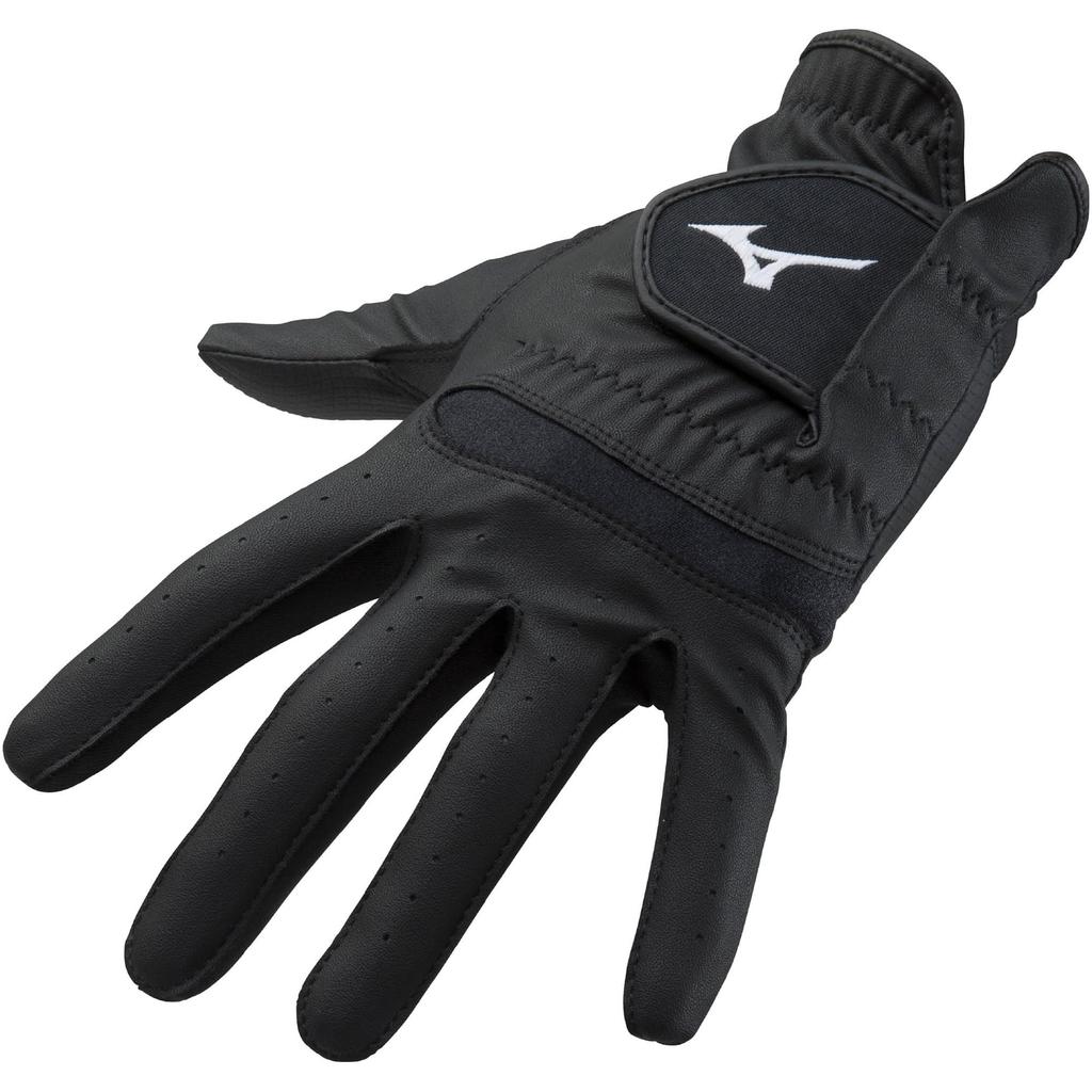 MIZUNO RV Golf Synthetic Synthetic Leather and Synthetic 5MJML353 Gloves, Men's, Left-Handed, Palm Leather, Back Fiber, Black, 23cm,