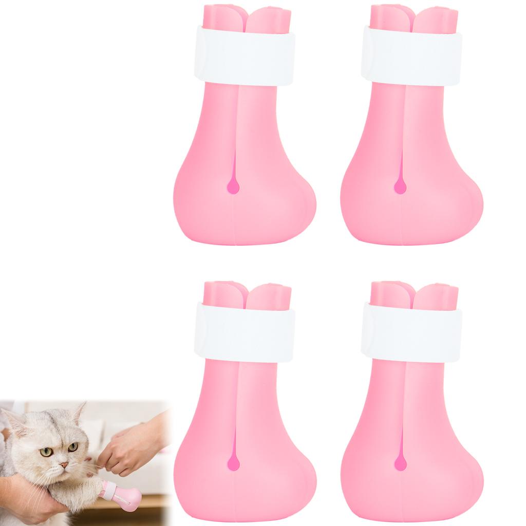 4pcs AntiScratch Cat Foot Covers   Silicone Pet AntiOff Claw Shoes Boots Cover(Mint Green )