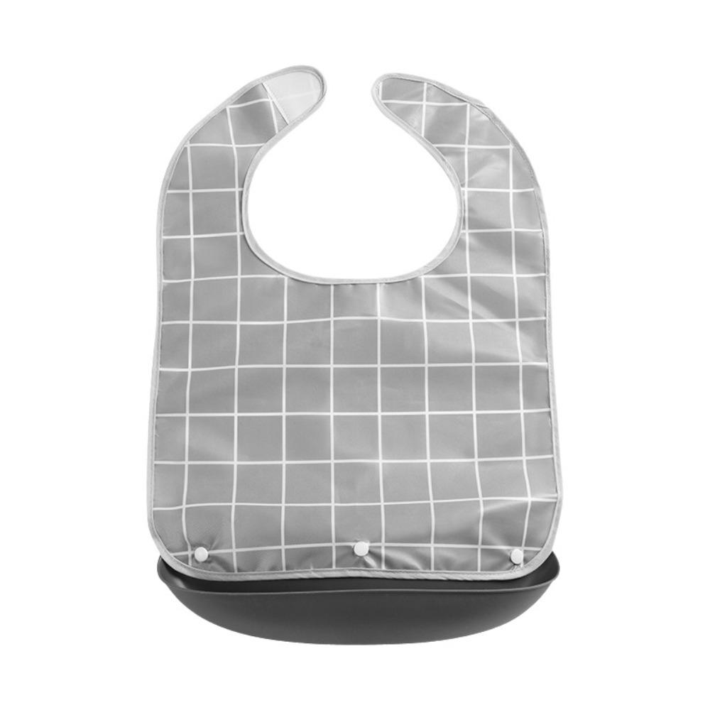 Plaid Pattern Elderly Bib Waterproof Eating Smock Easy Clean Mealtime Bib  Elderly Care