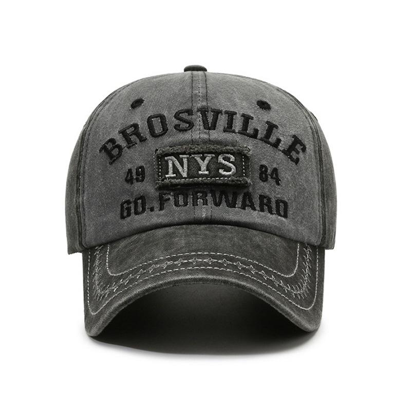 Washed Hat With Embroidered Nys Letters, Aged And Color-Blocked Baseball Cap, Men'S Outdoor Sunshade, Aged And Retro Baseball Ca