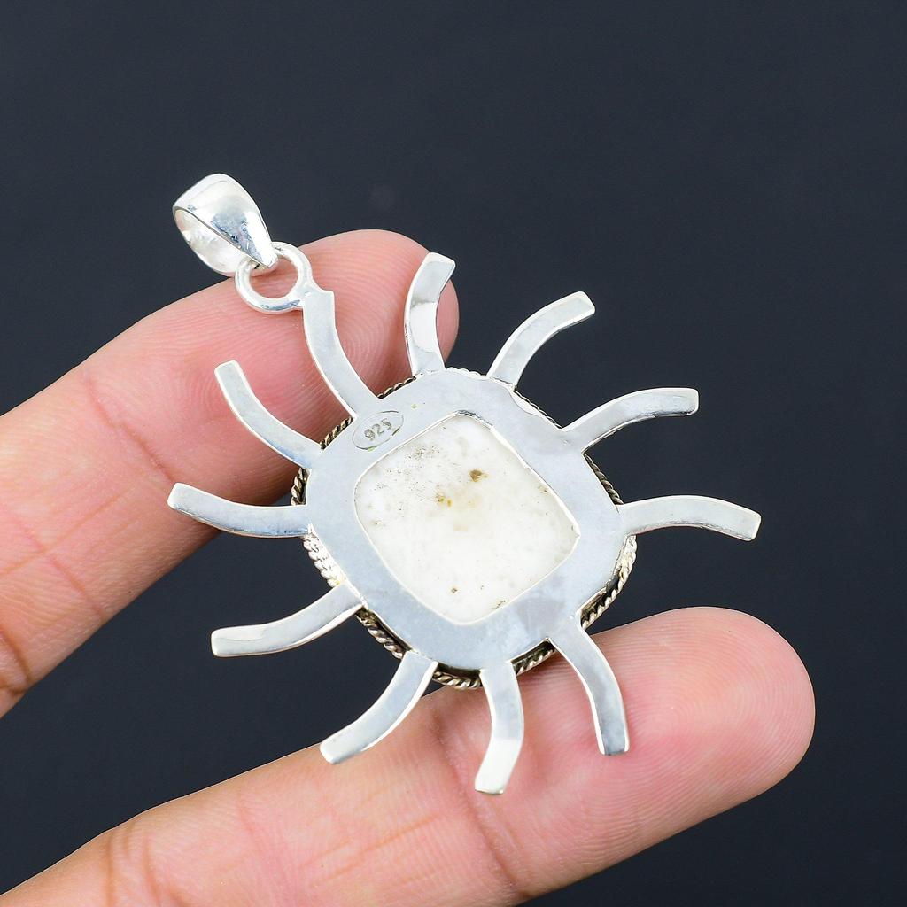Daughters Day Deal Radiant Scolecite Stone 925 Sterling Silver Pendant Jewelry