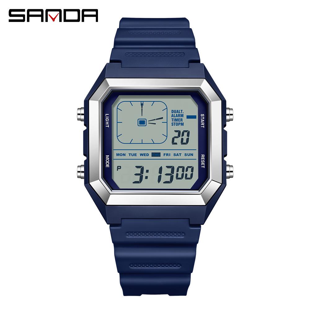 Sanda 6307 Quadratische Analoge Wasserdichte Leuchtende Countdown-Uhr