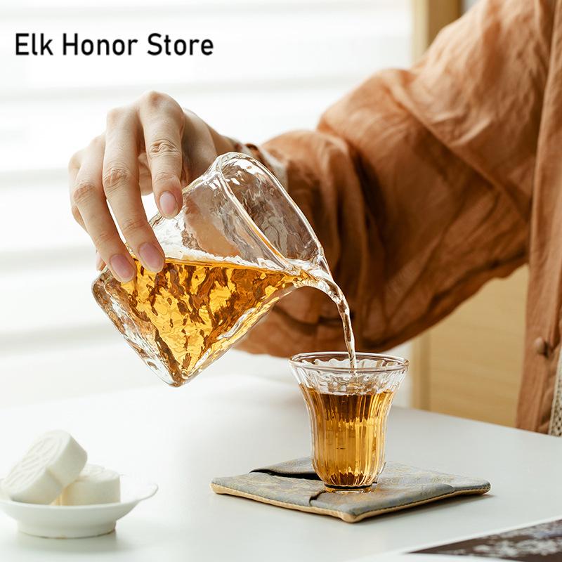 200ml Handmade Hammer Pattern Glass Tea Pitcher Aesthetic Heat-resistant Tea-separating Cha Hai Justice Cup Green Tea Supplies
